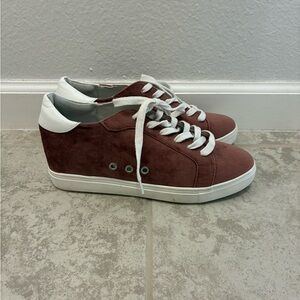 Steve Madden Steal Mauve Pink velvet wedges sneakers Size 9.5M